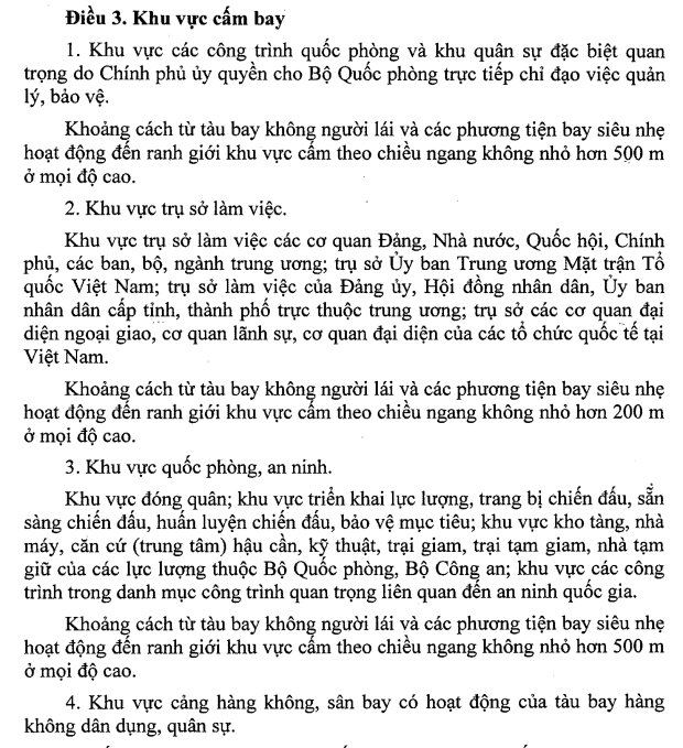 Khu vực cấm bay khu vuc cam bay