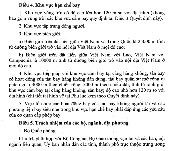 Khu vực hạ chế bay Cấm bay Flycam / Drone thiết bị bay không người lái 4